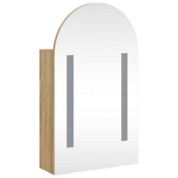 Berkfield Bathroom Mirror Cabinet With Led Light Arched Oak 42X13X70 Cm - thumbnail 4