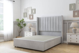 "Comfort Palermo Silver Naples Divan Bed Set 2 Drawers Foot-End - 54"" Wingback 4'6 Double" - thumbnail 3