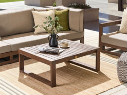 Beliani Garden Coffee Table Timor 90 Cm 75 Cm Certified Acacia Wood Dark Brown - thumbnail 2