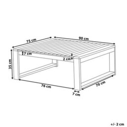 Beliani Garden Coffee Table Timor 90 Cm 75 Cm Certified Acacia Wood Dark Brown - thumbnail 3