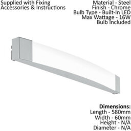 Stylish Chrome Bathroom Wall Light With Led Bulb - Ip44 Rated Mirror Fixture - thumbnail 2
