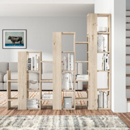 Decortie Lift Separator Modern Bookcase Display Unit Room Separator Natural Oak Effect Tall 151Cm - thumbnail 4