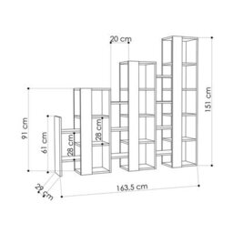 Decortie Lift Separator Modern Bookcase Display Unit Room Separator Natural Oak Effect Tall 151Cm - thumbnail 3