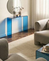 Beliani Console Table Kendall Tempered Glass Blue - thumbnail 2