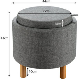 Modern Round Footstool With Removable Tray - Perfect For Living Room & Bedroom - thumbnail 2