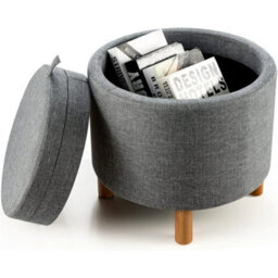Modern Round Footstool With Removable Tray - Perfect For Living Room & Bedroom - thumbnail 1