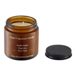 Living And Home Eco-Friendly Long-Lasting Fragrance Lemon And Rose Scented Natural Soy Wax Candle In Tan Glass Jar With Screw Cap - thumbnail 5