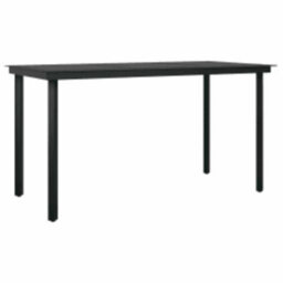 Berkfield 5 Piece Garden Dining Set Black Poly Rattan Glass - thumbnail 5