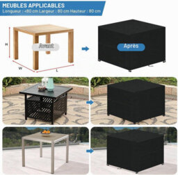 Outdoor Garden Furniture Cover 80X80X80Cm - Waterproof, Uv And Windproof Protective Tarpaulin For Table - thumbnail 7