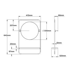 Croydex Furtzon Matt Black Round Wall-Mounted Any Room Mirror (H)64.2Cm (W)12Cm - thumbnail 2