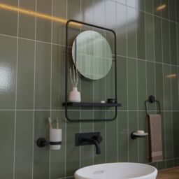 Croydex Furtzon Matt Black Round Wall-Mounted Any Room Mirror (H)64.2Cm (W)12Cm - thumbnail 6