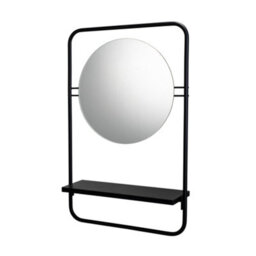 Croydex Furtzon Matt Black Round Wall-Mounted Any Room Mirror (H)64.2Cm (W)12Cm - thumbnail 1