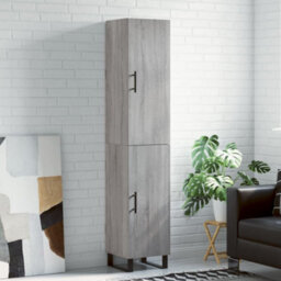 Berkfield Highboard Grey Sonoma 34.5X34X180 Cm Engineered Wood - thumbnail 1