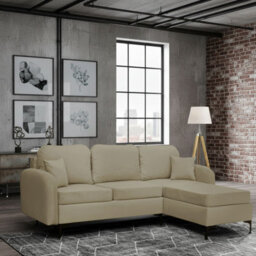 Venice L Corner Sofa Bed With Bonnell Spring Metal Legs Wooden Frame Dl Mechanism Storage 225X172X78X96 Cm Beige Right