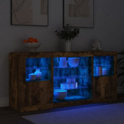 Berkfield Sideboard With Led Lights Smoked Oak 142.5X37X67 Cm - thumbnail 4
