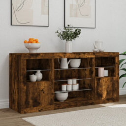 Berkfield Sideboard With Led Lights Smoked Oak 142.5X37X67 Cm - thumbnail 3