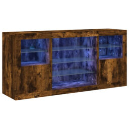 Berkfield Sideboard With Led Lights Smoked Oak 142.5X37X67 Cm - thumbnail 2