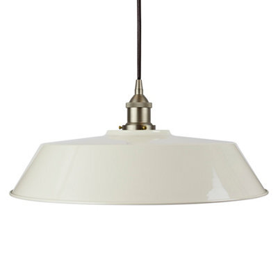Clay White Large Chancery Painted Dome Pendant Light With Brushed Chrome Lamp Holder And Black Round Cable - Se Home - image 1