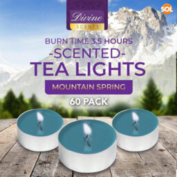 SOL 60Pk Tea Light Candles Mountain Spring, 3.5 Hour Burn Time, Scented Tea Lights For Home, Relaxation, Weddings And Cosy Evenings - thumbnail 2