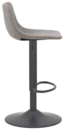 Lamboro Antico Faux Leather Kitchen Bar Stool, Matt Black Stem & Base, Adjustable Gas Lift With Backrest, Breakfast Bar Stool - Grey - thumbnail 3