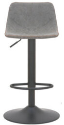 Lamboro Antico Faux Leather Kitchen Bar Stool, Matt Black Stem & Base, Adjustable Gas Lift With Backrest, Breakfast Bar Stool - Grey - thumbnail 4