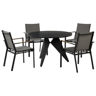 Beliani Garden Dining Set 4 Seater Olmetto/busseto Metal Black - image 1