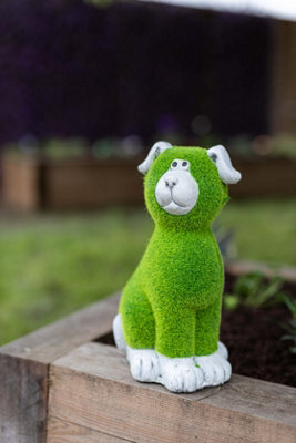 Dog Resin Garden Ornament With Flocked Grass - image 1