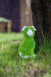Dog Resin Garden Ornament With Flocked Grass - thumbnail 6