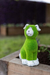 Dog Resin Garden Ornament With Flocked Grass - thumbnail 1
