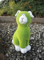 Dog Resin Garden Ornament With Flocked Grass - thumbnail 8