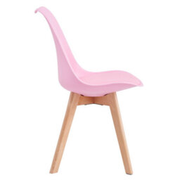 MCC Direct Set Of 4 Dining Chairs With Solid Wooden Legs And Seat Cushion Pads In Pink- Eva By Mcc - thumbnail 4