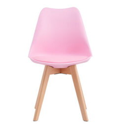 MCC Direct Set Of 4 Dining Chairs With Solid Wooden Legs And Seat Cushion Pads In Pink- Eva By Mcc - thumbnail 2