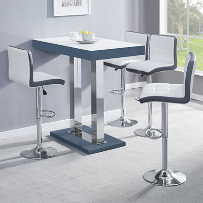 Furniture in Fashion Caprice White Grey Gloss Bar Table 4 Copez White Grey Stools - image 1
