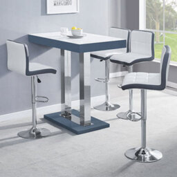 Furniture in Fashion Caprice White Grey Gloss Bar Table 4 Copez White Grey Stools - thumbnail 1