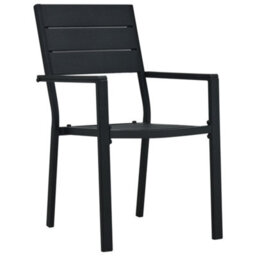 Garden Chairs 4 Pcs Black Hdpe Wood Look - thumbnail 2
