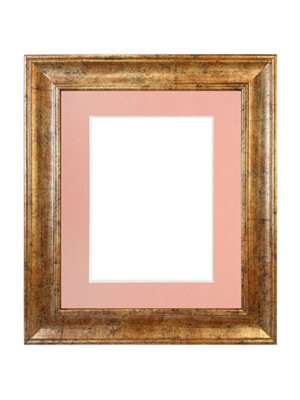 Frames By Post Scandi Gold Frame With Pink Mount For Imagesize A2 - image 1