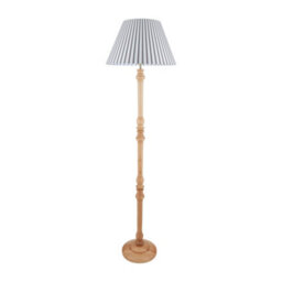 First Choice Lighting Julian - Natural Wood 161Cm Floor Lamp With Striped Linen Shade - thumbnail 5