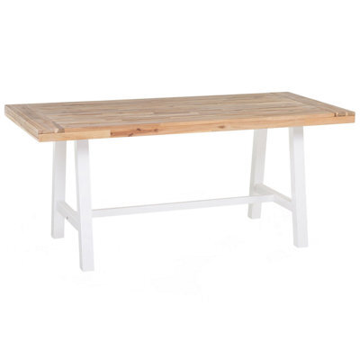 Beliani Garden Dining Table Scania 170 Cm 80 Cm Acacia Wood White - image 1