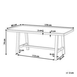 Beliani Garden Dining Table Scania 170 Cm 80 Cm Acacia Wood White - thumbnail 3