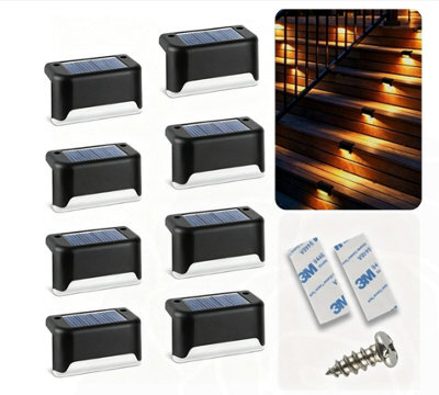 Amorly 8 Pcs Brown Warm White Solar Deck Lights Outdoor Waterproof Led Wall Light Garden Landscape Step Lamps Yard Patio Fence - image 1