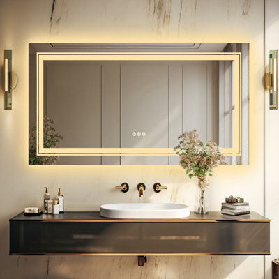 Luvodi 1000X600mm Led Bathroom Mirror Anti Fog Wall Mounted Makeup Mirrors,front & Backlit - image 1