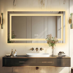 Luvodi 1000X600mm Led Bathroom Mirror Anti Fog Wall Mounted Makeup Mirrors,front & Backlit - thumbnail 1