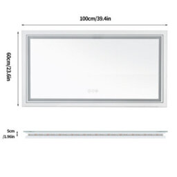 Luvodi 1000X600mm Led Bathroom Mirror Anti Fog Wall Mounted Makeup Mirrors,front & Backlit - thumbnail 2