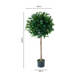 Greenbrokers Artificial Bay Trees (Set Of 2) With Real Wood Trunk, Natural Leaf And Brown Berries 4Ft/120 Cm - thumbnail 3