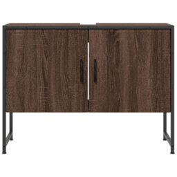 Berkfield Bathroom Sink Cabinet Brown Oak 80X33X60 Cm Engineered Wood - thumbnail 5
