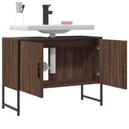 Berkfield Bathroom Sink Cabinet Brown Oak 80X33X60 Cm Engineered Wood - thumbnail 4