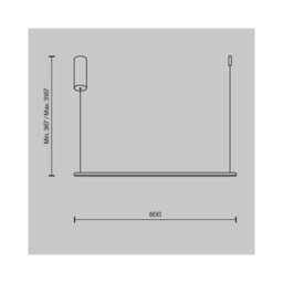 Luminosa Lighting Luminosa Halo Modern 80Cm Bar Pendant Ceiling Light Black 630Lm White Shade - thumbnail 2