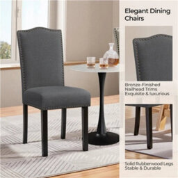 Upholstered Dining Chairs Set Of 2 Kitchen Chairs With Nailhead Trim - thumbnail 5