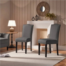 Upholstered Dining Chairs Set Of 2 Kitchen Chairs With Nailhead Trim - thumbnail 3