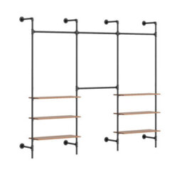 Sobuy Coat Rack With 6 Shelves And Dual Hanging Bars 104.3X18.9X86.6 Inch Load Capacity 120 Kg Kls19-Sch - Black - thumbnail 3